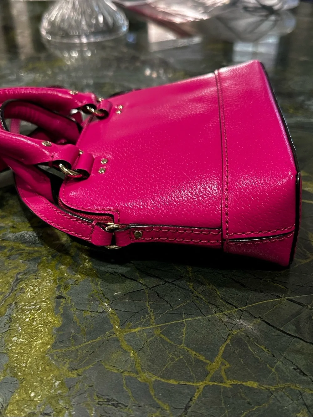 KATE SPADE HOT Pink Leather Mini Satchel with Crossbody Strap 8” x 5.5 x2.5”